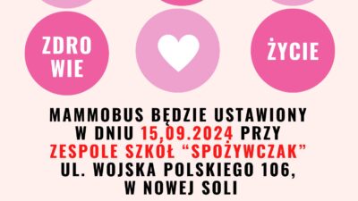 Plakat informujący o bezpłatnych badaniach mammograficznych